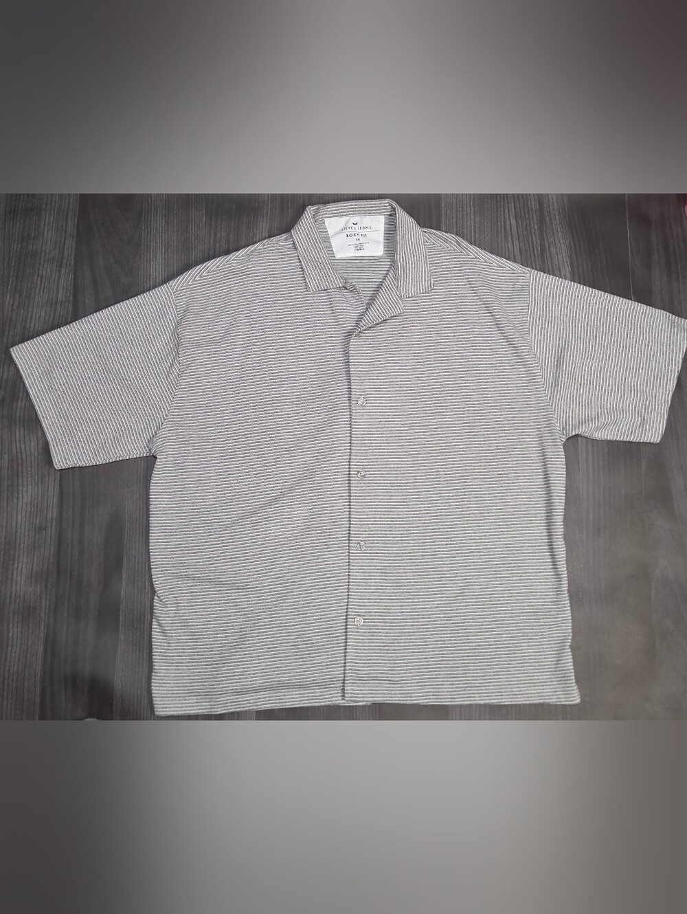 Steve's Jeans Boxy Fit 3X Gray Striped Shirt
